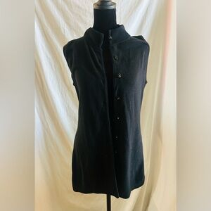 Black Cashmere Sleeveless Button-Up Vest